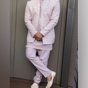 Men’s Indian Lavender Kurta Set with shoes